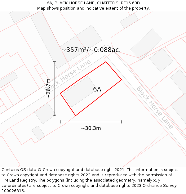6A, BLACK HORSE LANE, CHATTERIS, PE16 6RB: Plot and title map