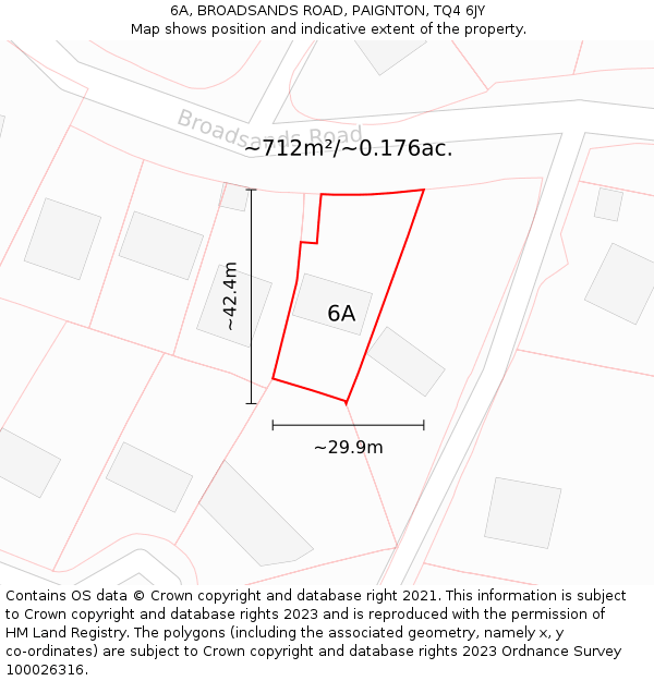 6A, BROADSANDS ROAD, PAIGNTON, TQ4 6JY: Plot and title map