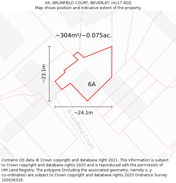 6A, BRUMFIELD COURT, BEVERLEY, HU17 9DQ: Plot and title map