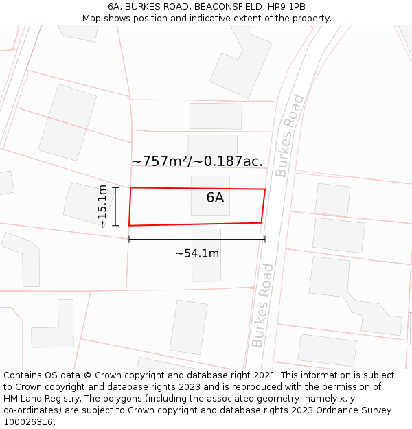 6A, BURKES ROAD, BEACONSFIELD, HP9 1PB: Plot and title map