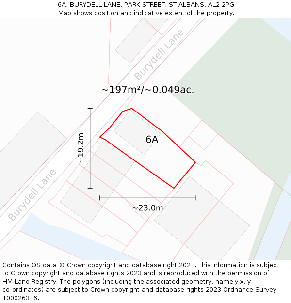 6A, BURYDELL LANE, PARK STREET, ST ALBANS, AL2 2PG: Plot and title map