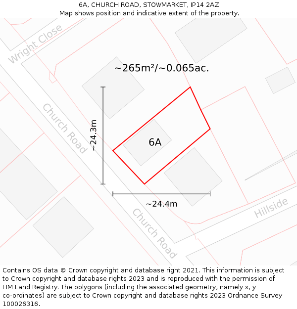6A, CHURCH ROAD, STOWMARKET, IP14 2AZ: Plot and title map
