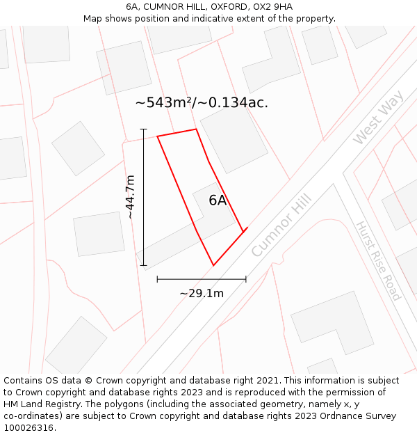 6A, CUMNOR HILL, OXFORD, OX2 9HA: Plot and title map