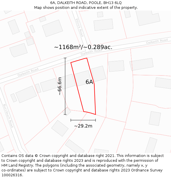 6A, DALKEITH ROAD, POOLE, BH13 6LQ: Plot and title map