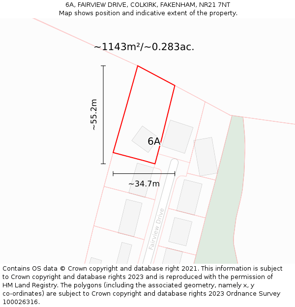 6A, FAIRVIEW DRIVE, COLKIRK, FAKENHAM, NR21 7NT: Plot and title map