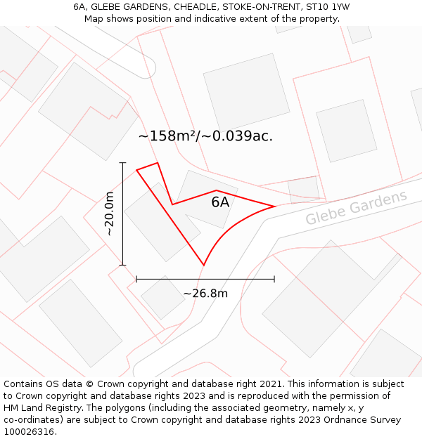 6A, GLEBE GARDENS, CHEADLE, STOKE-ON-TRENT, ST10 1YW: Plot and title map