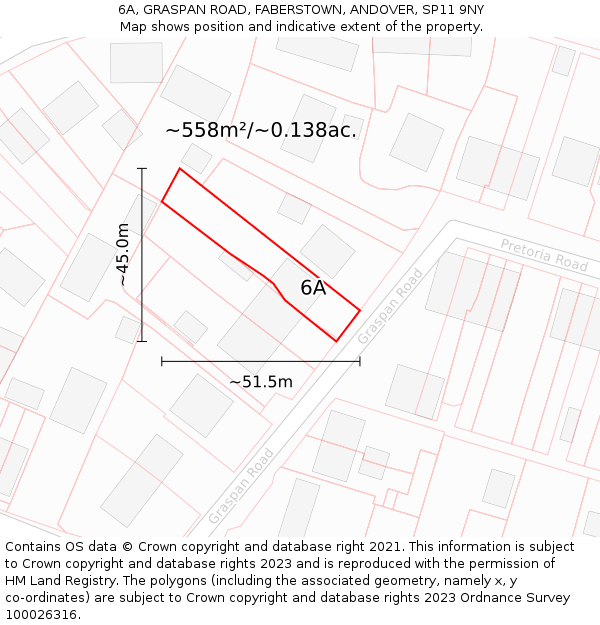 6A, GRASPAN ROAD, FABERSTOWN, ANDOVER, SP11 9NY: Plot and title map