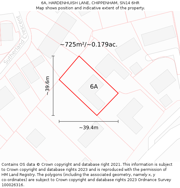6A, HARDENHUISH LANE, CHIPPENHAM, SN14 6HR: Plot and title map