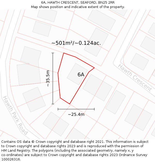 6A, HAWTH CRESCENT, SEAFORD, BN25 2RR: Plot and title map