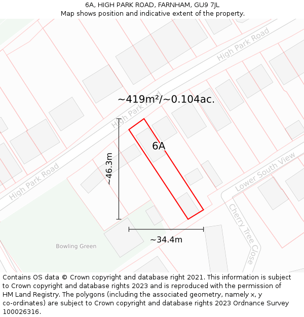 6A, HIGH PARK ROAD, FARNHAM, GU9 7JL: Plot and title map