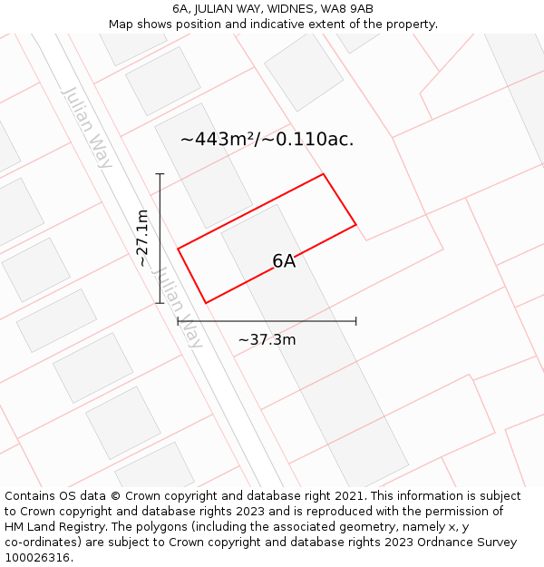 6A, JULIAN WAY, WIDNES, WA8 9AB: Plot and title map