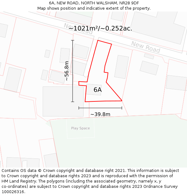 6A, NEW ROAD, NORTH WALSHAM, NR28 9DF: Plot and title map