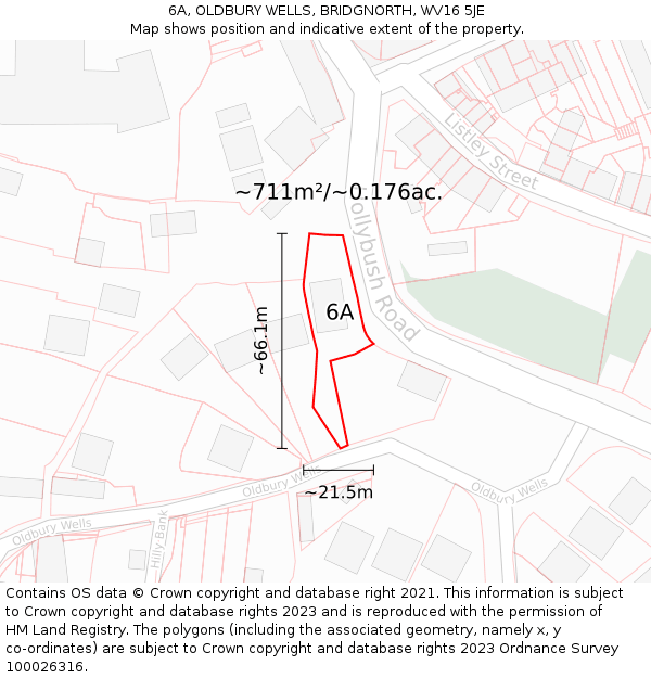 6A, OLDBURY WELLS, BRIDGNORTH, WV16 5JE: Plot and title map