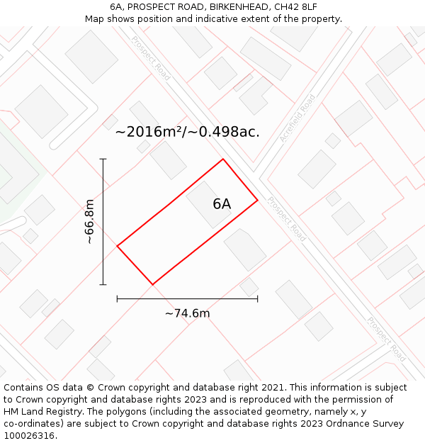 6A, PROSPECT ROAD, BIRKENHEAD, CH42 8LF: Plot and title map