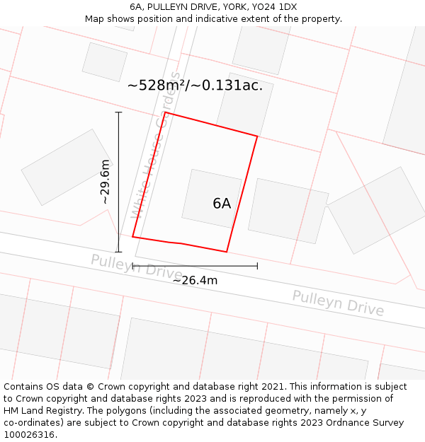 6A, PULLEYN DRIVE, YORK, YO24 1DX: Plot and title map