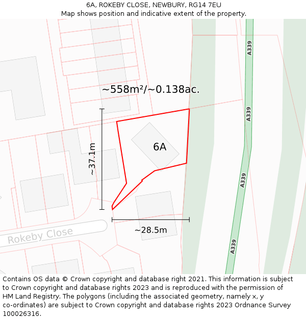 6A, ROKEBY CLOSE, NEWBURY, RG14 7EU: Plot and title map