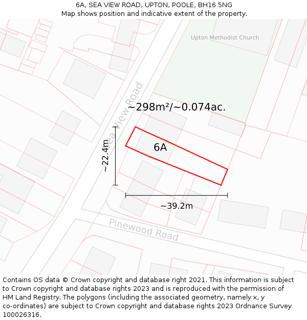 6A, SEA VIEW ROAD, UPTON, POOLE, BH16 5NG: Plot and title map