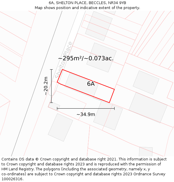 6A, SHELTON PLACE, BECCLES, NR34 9YB: Plot and title map