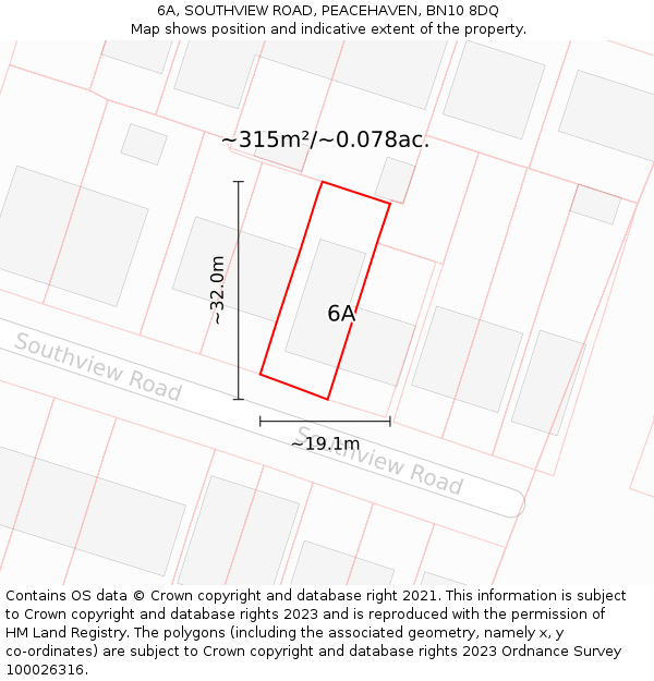 6A, SOUTHVIEW ROAD, PEACEHAVEN, BN10 8DQ: Plot and title map