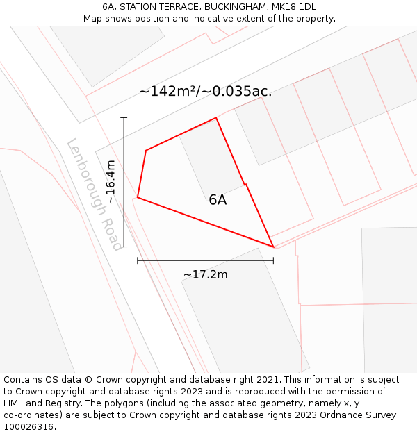 6A, STATION TERRACE, BUCKINGHAM, MK18 1DL: Plot and title map