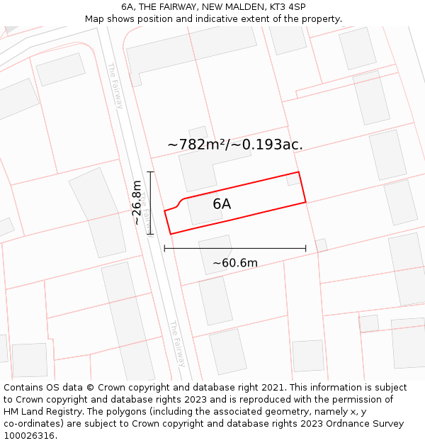 6A, THE FAIRWAY, NEW MALDEN, KT3 4SP: Plot and title map