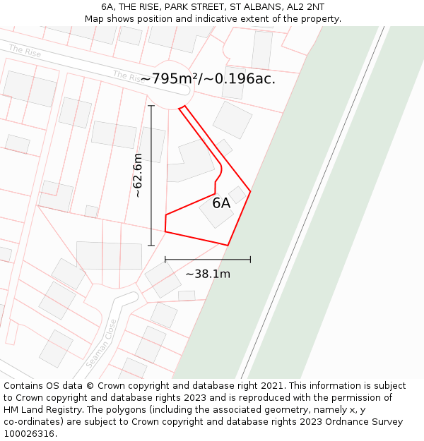 6A, THE RISE, PARK STREET, ST ALBANS, AL2 2NT: Plot and title map