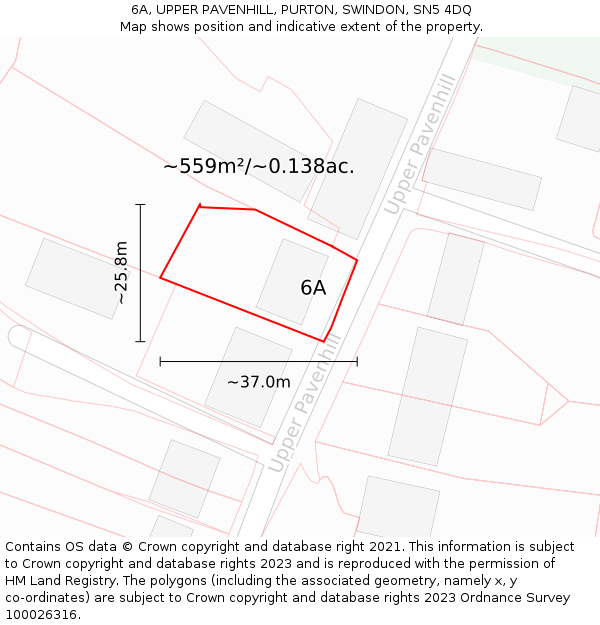 6A, UPPER PAVENHILL, PURTON, SWINDON, SN5 4DQ: Plot and title map