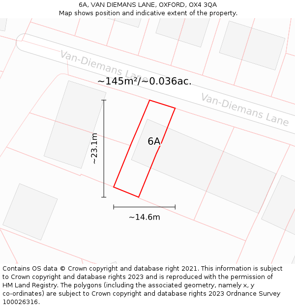 6A, VAN DIEMANS LANE, OXFORD, OX4 3QA: Plot and title map