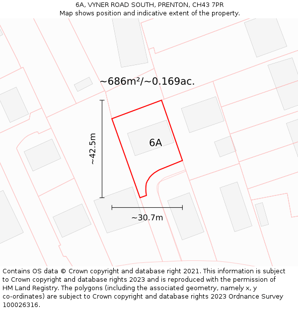 6A, VYNER ROAD SOUTH, PRENTON, CH43 7PR: Plot and title map