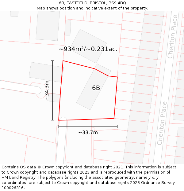 6B, EASTFIELD, BRISTOL, BS9 4BQ: Plot and title map