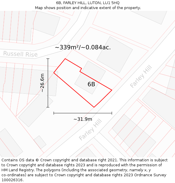 6B, FARLEY HILL, LUTON, LU1 5HQ: Plot and title map