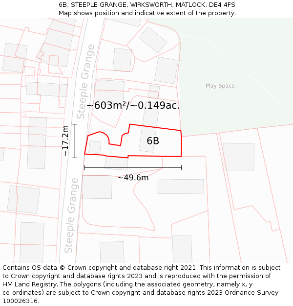 6B, STEEPLE GRANGE, WIRKSWORTH, MATLOCK, DE4 4FS: Plot and title map