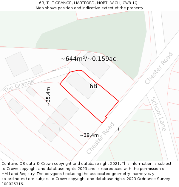 6B, THE GRANGE, HARTFORD, NORTHWICH, CW8 1QH: Plot and title map