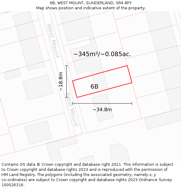 6B, WEST MOUNT, SUNDERLAND, SR4 8PY: Plot and title map