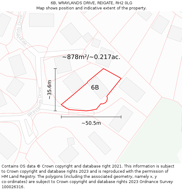 6B, WRAYLANDS DRIVE, REIGATE, RH2 0LG: Plot and title map