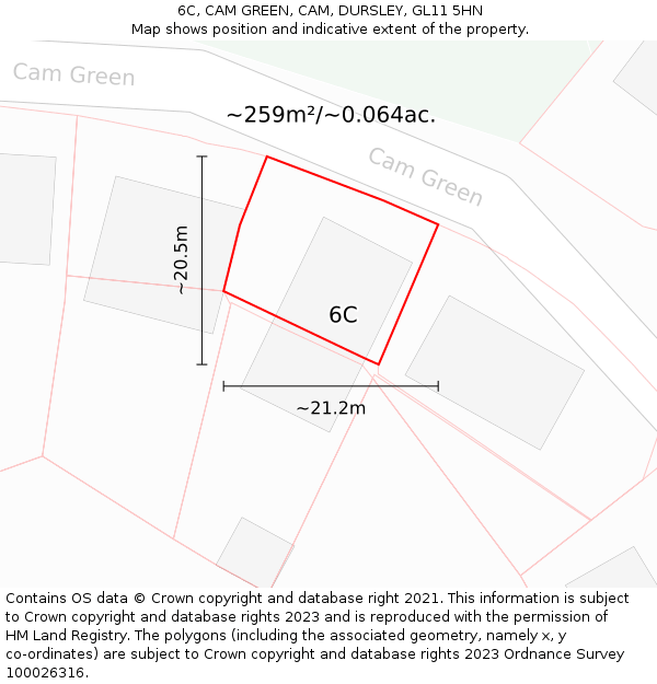 6C, CAM GREEN, CAM, DURSLEY, GL11 5HN: Plot and title map