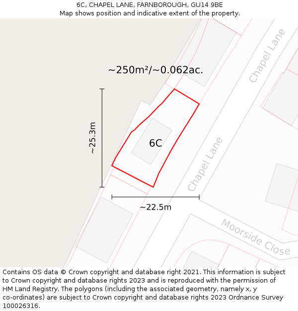 6C, CHAPEL LANE, FARNBOROUGH, GU14 9BE: Plot and title map