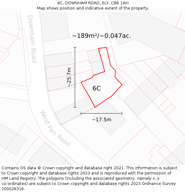 6C, DOWNHAM ROAD, ELY, CB6 1AH: Plot and title map