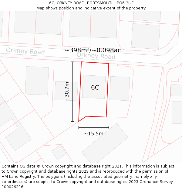 6C, ORKNEY ROAD, PORTSMOUTH, PO6 3UE: Plot and title map