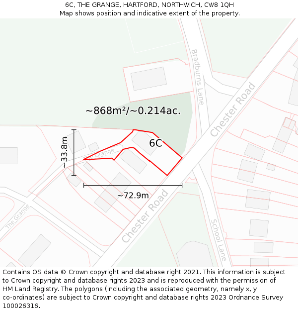 6C, THE GRANGE, HARTFORD, NORTHWICH, CW8 1QH: Plot and title map