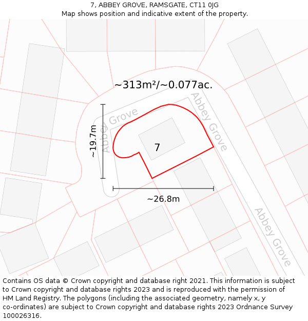 7, ABBEY GROVE, RAMSGATE, CT11 0JG: Plot and title map