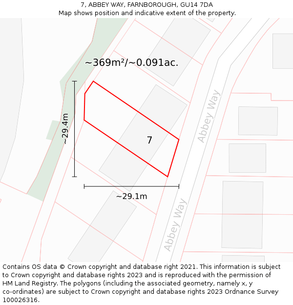 7, ABBEY WAY, FARNBOROUGH, GU14 7DA: Plot and title map