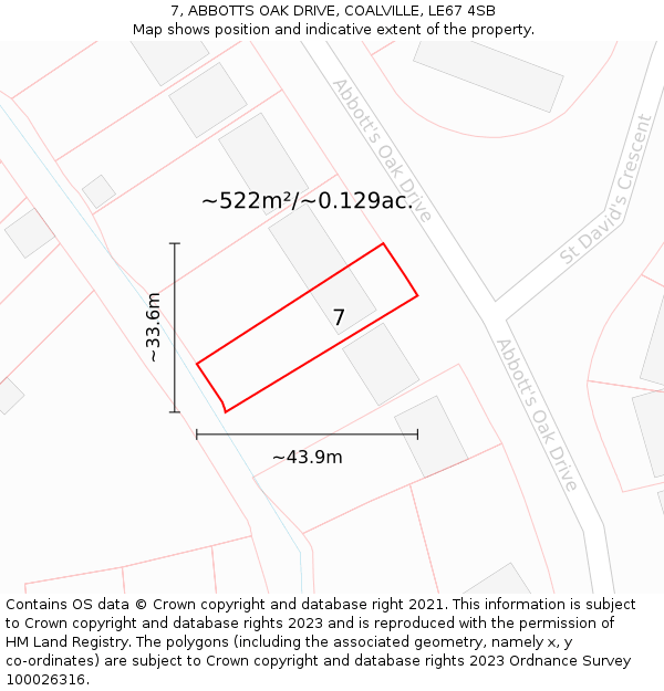 7, ABBOTTS OAK DRIVE, COALVILLE, LE67 4SB: Plot and title map