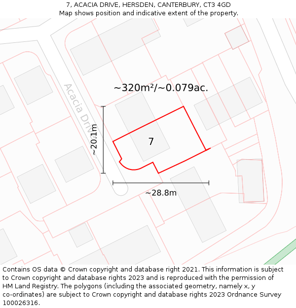 7, ACACIA DRIVE, HERSDEN, CANTERBURY, CT3 4GD: Plot and title map