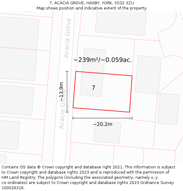 7, ACACIA GROVE, HAXBY, YORK, YO32 3ZU: Plot and title map