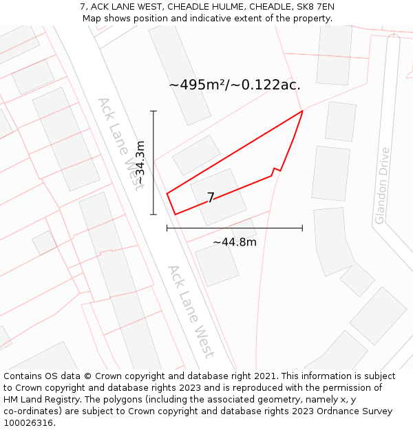 7, ACK LANE WEST, CHEADLE HULME, CHEADLE, SK8 7EN: Plot and title map