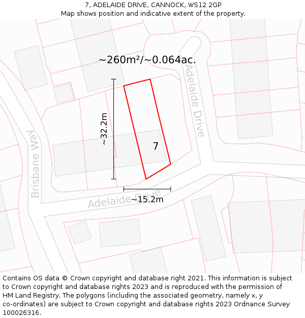 7, ADELAIDE DRIVE, CANNOCK, WS12 2GP: Plot and title map