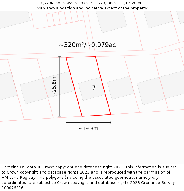 7, ADMIRALS WALK, PORTISHEAD, BRISTOL, BS20 6LE: Plot and title map