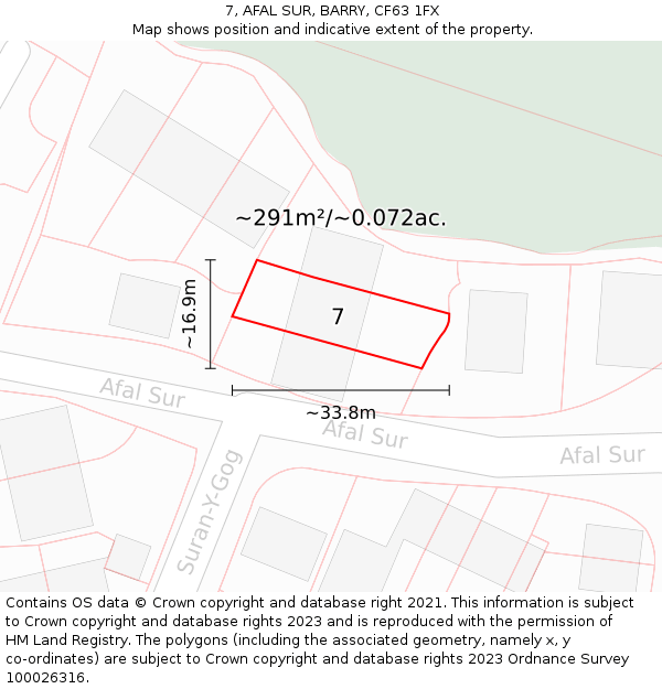 7, AFAL SUR, BARRY, CF63 1FX: Plot and title map