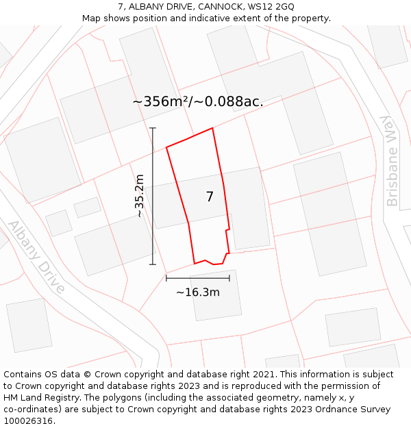 7, ALBANY DRIVE, CANNOCK, WS12 2GQ: Plot and title map